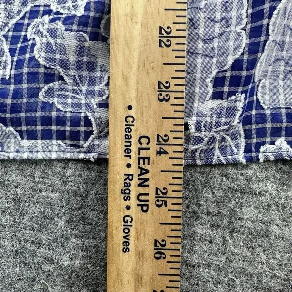 ANTHROPOLOGIE Kaftan Blouse Woman One Size Blue Floral Tie Front Flowy Sheer - Picture 11 of 13